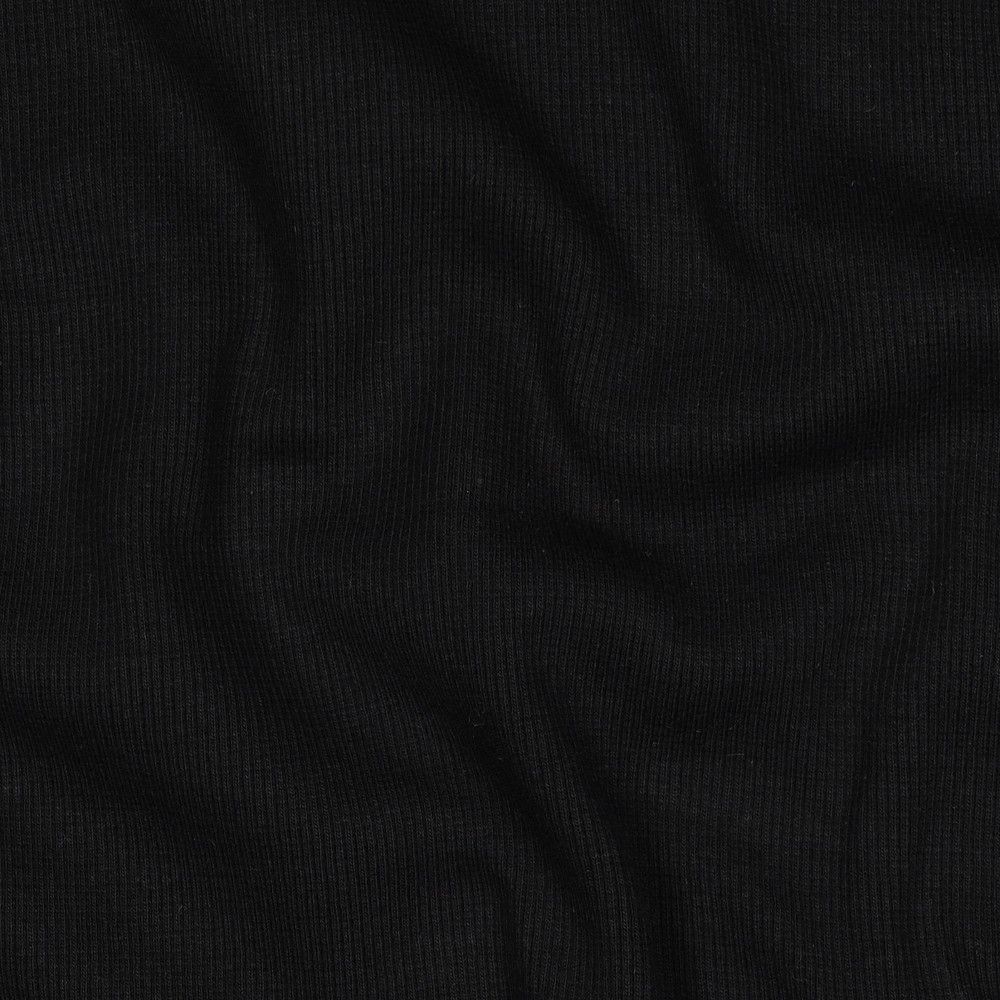 [PRE-VHT-08492.001 NOIR - BLACK - SCHWARZ] ⏳ Bord-côte côtelé uni GOTS & Oeko-Tex | Noir